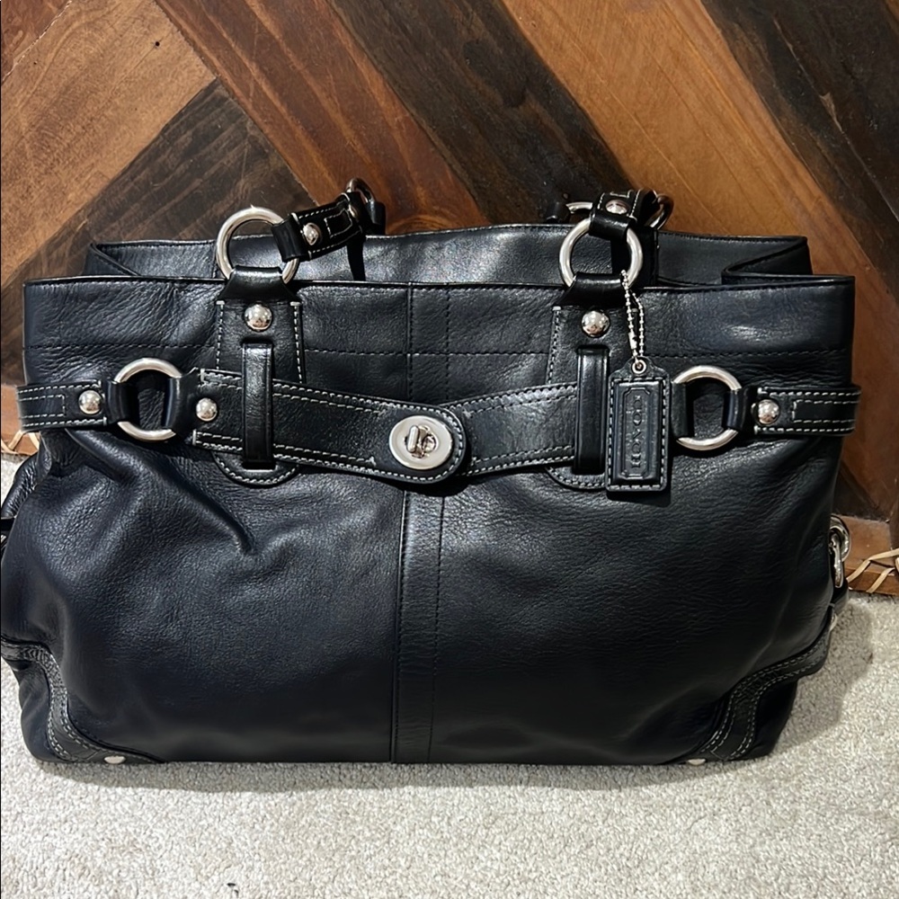 Coach Black Shoulder Bag with Silver Hardware